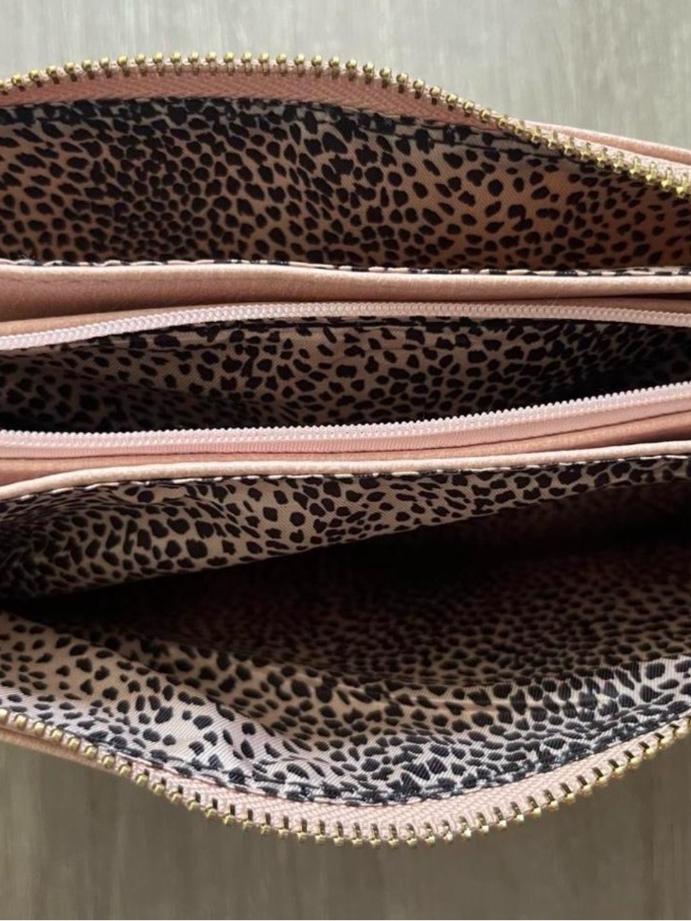 Beige Leopard-Print Interior Cross Body Purse